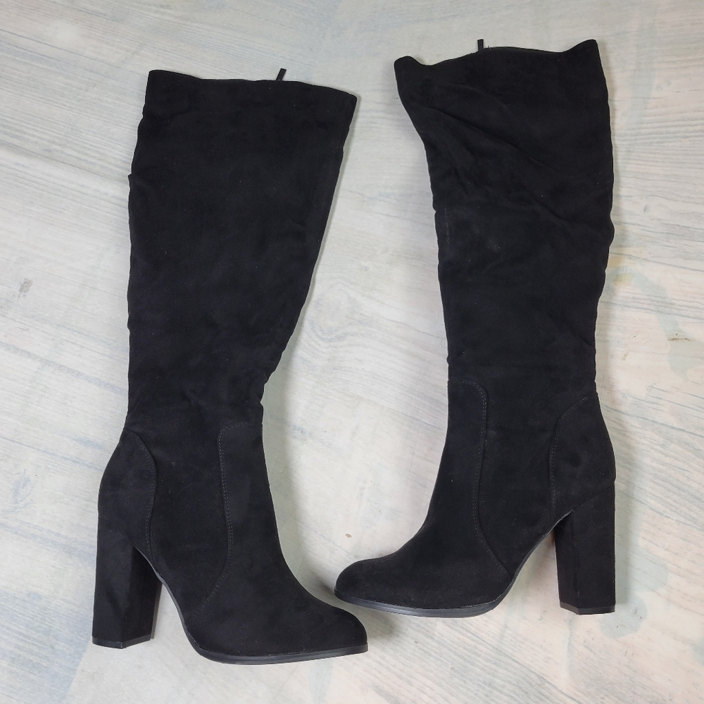 Michael Antonio Black Suede Over The Knee Boots Size 9